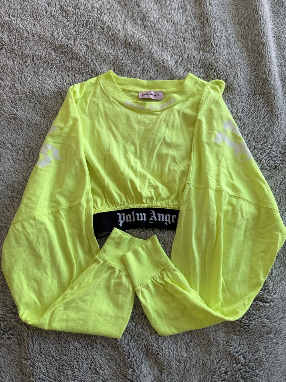 Palm Angels logo-print long-sleeve crop top